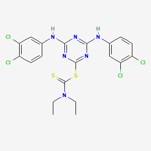 molecular formula C20H18Cl4N6S2 B11034026 4,6-Bis((3,4-dichlorophenyl)amino)-1,3,5-triazin-2-yl diethyldithiocarbamate 
