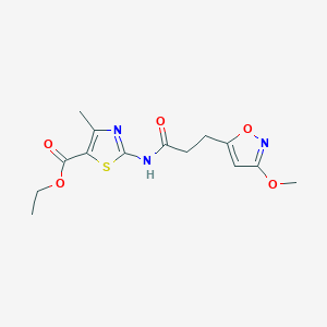 molecular formula C14H17N3O5S B11035153 Ethyl 2-{[3-(3-methoxy-1,2-oxazol-5-yl)propanoyl]amino}-4-methyl-1,3-thiazole-5-carboxylate 
