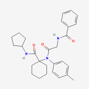 molecular formula C28H35N3O3 B11035178 N-(2-{[1-(cyclopentylcarbamoyl)cyclohexyl](4-methylphenyl)amino}-2-oxoethyl)benzamide 