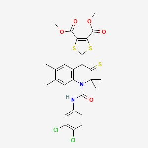 molecular formula C27H24Cl2N2O5S3 B11035304 dimethyl 2-{1-[(3,4-dichlorophenyl)carbamoyl]-2,2,6,7-tetramethyl-3-thioxo-2,3-dihydroquinolin-4(1H)-ylidene}-1,3-dithiole-4,5-dicarboxylate 