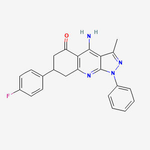 molecular formula C23H19FN4O B11035412 4-Amino-7-(4-fluorophenyl)-3-methyl-1-phenyl-1H,5H,6H,7H,8H-pyrazolo[3,4-B]quinolin-5-one 