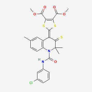 molecular formula C26H23ClN2O5S3 B11035453 dimethyl 2-{1-[(3-chlorophenyl)carbamoyl]-2,2,6-trimethyl-3-thioxo-2,3-dihydroquinolin-4(1H)-ylidene}-1,3-dithiole-4,5-dicarboxylate 