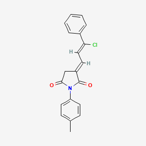molecular formula C20H16ClNO2 B11035458 (3E)-3-[(2Z)-3-chloro-3-phenylprop-2-en-1-ylidene]-1-(4-methylphenyl)pyrrolidine-2,5-dione 