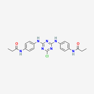 molecular formula C21H22ClN7O2 B11035904 N-[4-[[4-chloro-6-[4-(propanoylamino)anilino]-1,3,5-triazin-2-yl]amino]phenyl]propanamide 