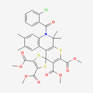 molecular formula C33H30ClNO9S3 B11036119 Tetramethyl 6'-[(2-chlorophenyl)carbonyl]-5',5',8',9'-tetramethyl-5',6'-dihydrospiro[1,3-dithiole-2,1'-thiopyrano[2,3-c]quinoline]-2',3',4,5-tetracarboxylate 