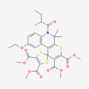 molecular formula C31H35NO10S3 B11036204 Tetramethyl 9'-ethoxy-5',5'-dimethyl-6'-(2-methylbutanoyl)-5',6'-dihydrospiro[1,3-dithiole-2,1'-thiopyrano[2,3-c]quinoline]-2',3',4,5-tetracarboxylate 