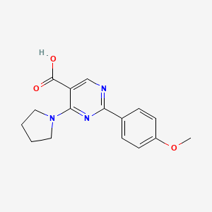 molecular formula C16H17N3O3 B11036288 2-(4-Methoxyphenyl)-4-(1-pyrrolidinyl)-5-pyrimidinecarboxylic acid 
