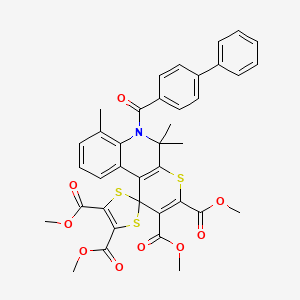 molecular formula C38H33NO9S3 B11036381 Tetramethyl 6'-(biphenyl-4-ylcarbonyl)-5',5',7'-trimethyl-5',6'-dihydrospiro[1,3-dithiole-2,1'-thiopyrano[2,3-c]quinoline]-2',3',4,5-tetracarboxylate 
