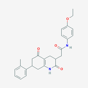 molecular formula C26H28N2O4 B11036856 N-(4-ethoxyphenyl)-2-[7-(2-methylphenyl)-2,5-dioxo-1,2,3,4,5,6,7,8-octahydroquinolin-3-yl]acetamide 