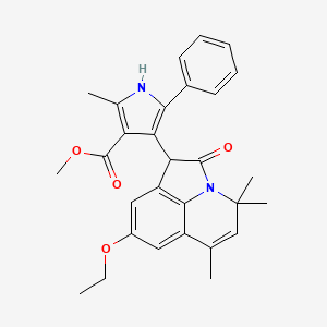 molecular formula C29H30N2O4 B11038037 methyl 4-(8-ethoxy-4,4,6-trimethyl-2-oxo-1,2-dihydro-4H-pyrrolo[3,2,1-ij]quinolin-1-yl)-2-methyl-5-phenyl-1H-pyrrole-3-carboxylate 