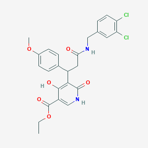molecular formula C25H24Cl2N2O6 B11038531 Ethyl 5-{3-[(3,4-dichlorobenzyl)amino]-1-(4-methoxyphenyl)-3-oxopropyl}-4-hydroxy-6-oxo-1,6-dihydropyridine-3-carboxylate 