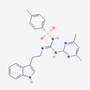 molecular formula C24H26N6O2S B11038782 N-[(E)-[(4,6-dimethylpyrimidin-2-yl)amino]{[2-(1H-indol-3-yl)ethyl]amino}methylidene]-4-methylbenzenesulfonamide 