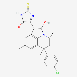 molecular formula C24H22ClN3O2S B11039237 (1Z)-6-(4-chlorophenyl)-4,4,6,8-tetramethyl-1-(5-oxo-2-thioxoimidazolidin-4-ylidene)-5,6-dihydro-4H-pyrrolo[3,2,1-ij]quinolin-2(1H)-one 