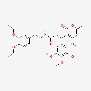molecular formula C30H37NO9 B11039527 N-[2-(3,4-diethoxyphenyl)ethyl]-3-(4-hydroxy-6-methyl-2-oxo-2H-pyran-3-yl)-3-(3,4,5-trimethoxyphenyl)propanamide 