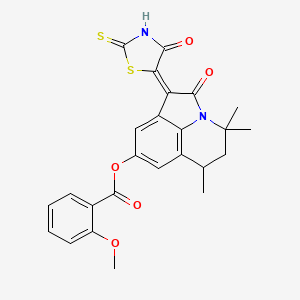 molecular formula C25H22N2O5S2 B11039801 (1E)-4,4,6-trimethyl-2-oxo-1-(4-oxo-2-thioxo-1,3-thiazolidin-5-ylidene)-1,2,5,6-tetrahydro-4H-pyrrolo[3,2,1-ij]quinolin-8-yl 2-methoxybenzoate 