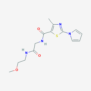 molecular formula C14H18N4O3S B11039880 N-{2-[(2-methoxyethyl)amino]-2-oxoethyl}-4-methyl-2-(1H-pyrrol-1-yl)-1,3-thiazole-5-carboxamide 