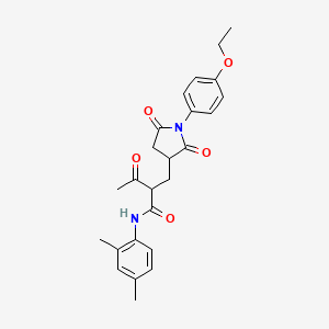 molecular formula C25H28N2O5 B11039919 N-(2,4-dimethylphenyl)-2-{[1-(4-ethoxyphenyl)-2,5-dioxopyrrolidin-3-yl]methyl}-3-oxobutanamide 