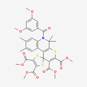 molecular formula C35H35NO11S3 B11039932 Tetramethyl 6'-[(3,5-dimethoxyphenyl)carbonyl]-5',5',8',9'-tetramethyl-5',6'-dihydrospiro[1,3-dithiole-2,1'-thiopyrano[2,3-c]quinoline]-2',3',4,5-tetracarboxylate 