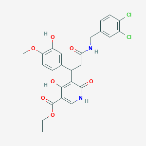 molecular formula C25H24Cl2N2O7 B11039965 Ethyl 5-{3-[(3,4-dichlorobenzyl)amino]-1-(3-hydroxy-4-methoxyphenyl)-3-oxopropyl}-4-hydroxy-6-oxo-1,6-dihydropyridine-3-carboxylate 