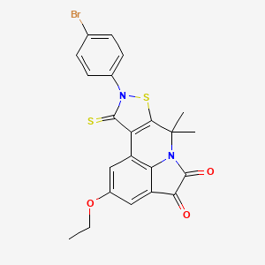 molecular formula C22H17BrN2O3S2 B11039993 9-(4-bromophenyl)-2-ethoxy-7,7-dimethyl-10-thioxo-9,10-dihydro-7H-pyrrolo[3,2,1-ij][1,2]thiazolo[5,4-c]quinoline-4,5-dione 