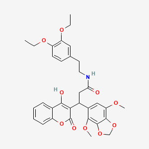 molecular formula C33H35NO10 B11040008 N-[2-(3,4-diethoxyphenyl)ethyl]-3-(4,7-dimethoxy-1,3-benzodioxol-5-yl)-3-(4-hydroxy-2-oxo-2H-chromen-3-yl)propanamide 