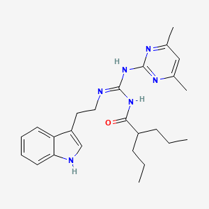 molecular formula C25H34N6O B11040027 N-[(E)-[(4,6-dimethylpyrimidin-2-yl)amino]{[2-(1H-indol-3-yl)ethyl]amino}methylidene]-2-propylpentanamide 