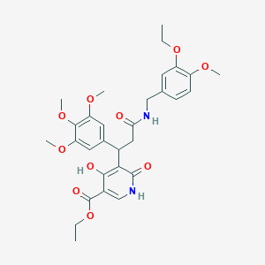 molecular formula C30H36N2O10 B11040041 Ethyl 5-{3-[(3-ethoxy-4-methoxybenzyl)amino]-3-oxo-1-(3,4,5-trimethoxyphenyl)propyl}-4-hydroxy-6-oxo-1,6-dihydropyridine-3-carboxylate 