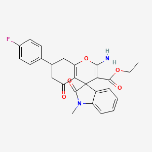 molecular formula C26H23FN2O5 B11040043 Ethyl 2-amino-7-(4-fluorophenyl)-1'-methyl-2',5-dioxo-1',2',5,6,7,8-hexahydrospiro[chromene-4,3'-indole]-3-carboxylate 