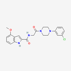 molecular formula C22H23ClN4O3 B11040156 N-{2-[4-(3-chlorophenyl)piperazin-1-yl]-2-oxoethyl}-4-methoxy-1H-indole-2-carboxamide 