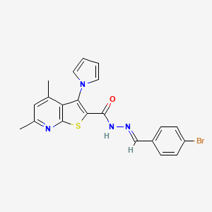 molecular formula C21H17BrN4OS B11040214 N'-[(E)-(4-bromophenyl)methylidene]-4,6-dimethyl-3-(1H-pyrrol-1-yl)thieno[2,3-b]pyridine-2-carbohydrazide 