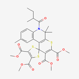 molecular formula C30H33NO9S3 B11040242 Tetramethyl 5',5',9'-trimethyl-6'-(2-methylbutanoyl)-5',6'-dihydrospiro[1,3-dithiole-2,1'-thiopyrano[2,3-c]quinoline]-2',3',4,5-tetracarboxylate 
