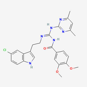 molecular formula C26H27ClN6O3 B11040320 N-{(E)-{[2-(5-chloro-1H-indol-3-yl)ethyl]amino}[(4,6-dimethylpyrimidin-2-yl)amino]methylidene}-3,4-dimethoxybenzamide 