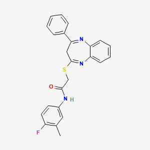 molecular formula C24H20FN3OS B11040485 N-(4-fluoro-3-methylphenyl)-2-[(4-phenyl-3H-1,5-benzodiazepin-2-yl)sulfanyl]acetamide 