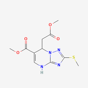 molecular formula C11H14N4O4S B11040526 Methyl 7-(2-methoxy-2-oxoethyl)-2-(methylsulfanyl)-4,7-dihydro[1,2,4]triazolo[1,5-a]pyrimidine-6-carboxylate 