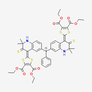 molecular formula C47H46N2O8S6 B11040540 diethyl 2-{6-[{4-[4,5-bis(ethoxycarbonyl)-1,3-dithiol-2-ylidene]-2,2-dimethyl-3-thioxo-2,3-dihydroquinolin-7(1H)-yl}(phenyl)methyl]-2,2-dimethyl-3-thioxo-2,3-dihydroquinolin-4(1H)-ylidene}-1,3-dithiol 