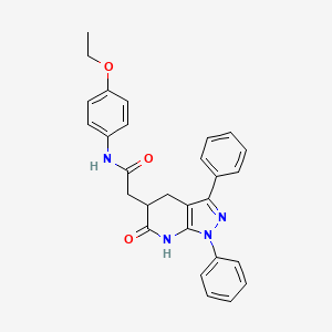 molecular formula C28H26N4O3 B11040622 N-(4-ethoxyphenyl)-2-(6-oxo-1,3-diphenyl-4,5,6,7-tetrahydro-1H-pyrazolo[3,4-b]pyridin-5-yl)acetamide 