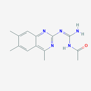 molecular formula C14H17N5O B11040658 N-{(E)-amino[(4,6,7-trimethylquinazolin-2-yl)amino]methylidene}acetamide 