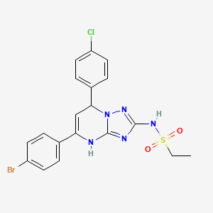 molecular formula C19H17BrClN5O2S B11040690 N-[5-(4-bromophenyl)-7-(4-chlorophenyl)-4,7-dihydro[1,2,4]triazolo[1,5-a]pyrimidin-2-yl]ethanesulfonamide 