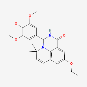 molecular formula C25H30N2O5 B11040707 9-ethoxy-5,5,7-trimethyl-3-(3,4,5-trimethoxyphenyl)-2,3-dihydro-1H,5H-pyrido[3,2,1-ij]quinazolin-1-one 
