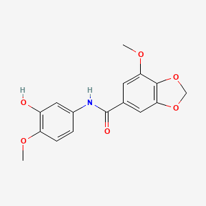 molecular formula C16H15NO6 B11040752 N-(3-Hydroxy-4-methoxyphenyl)-7-methoxy-2H-1,3-benzodioxole-5-carboxamide 