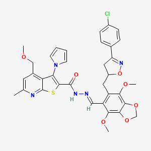 molecular formula C35H32ClN5O7S B11040843 N'-[(E)-(6-{[3-(4-chlorophenyl)-4,5-dihydro-1,2-oxazol-5-yl]methyl}-4,7-dimethoxy-1,3-benzodioxol-5-yl)methylidene]-4-(methoxymethyl)-6-methyl-3-(1H-pyrrol-1-yl)thieno[2,3-b]pyridine-2-carbohydrazide 