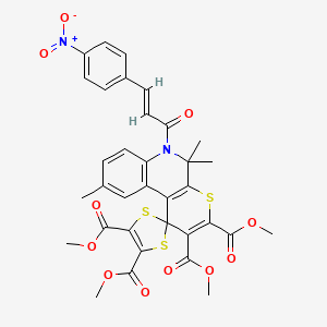 molecular formula C34H30N2O11S3 B11040992 Tetramethyl 5',5',9'-trimethyl-6'-[3-(4-nitrophenyl)acryloyl]-5',6'-dihydrospiro[1,3-dithiole-2,1'-thiopyrano[2,3-C]quinoline]-2',3',4,5-tetracarboxylate 