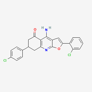 molecular formula C23H16Cl2N2O2 B11041133 4-amino-2-(2-chlorophenyl)-7-(4-chlorophenyl)-7,8-dihydrofuro[2,3-b]quinolin-5(6H)-one 