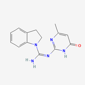 molecular formula C14H15N5O B11041140 N-(4-methyl-6-oxo-1,6-dihydropyrimidin-2-yl)-2,3-dihydro-1H-indole-1-carboximidamide 