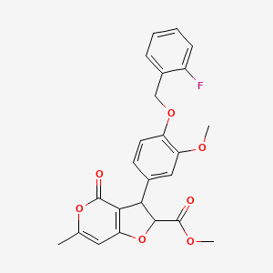 molecular formula C24H21FO7 B11041166 methyl 3-{4-[(2-fluorobenzyl)oxy]-3-methoxyphenyl}-6-methyl-4-oxo-2,3-dihydro-4H-furo[3,2-c]pyran-2-carboxylate 