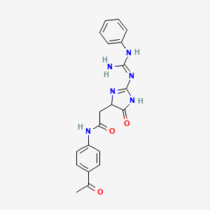 molecular formula C20H20N6O3 B11041261 N-(4-acetylphenyl)-2-[5-oxo-2-(N'-phenylcarbamimidamido)-4,5-dihydro-1H-imidazol-4-yl]acetamide 