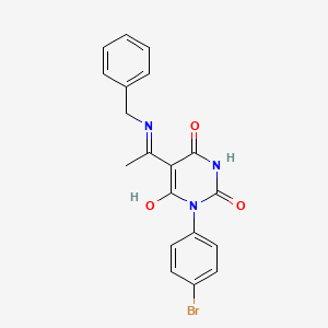 molecular formula C19H16BrN3O3 B11041285 (5E)-5-[1-(benzylamino)ethylidene]-1-(4-bromophenyl)pyrimidine-2,4,6(1H,3H,5H)-trione 