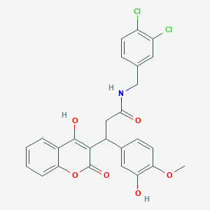 molecular formula C26H21Cl2NO6 B11041311 N-(3,4-dichlorobenzyl)-3-(3-hydroxy-4-methoxyphenyl)-3-(4-hydroxy-2-oxo-2H-chromen-3-yl)propanamide 