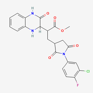 molecular formula C22H19ClFN3O5 B11041364 Methyl 3-[1-(3-chloro-4-fluorophenyl)-2,5-dioxopyrrolidin-3-yl]-2-(3-oxo-1,2,3,4-tetrahydroquinoxalin-2-yl)propanoate 