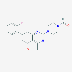 molecular formula C20H21FN4O2 B11041432 4-[7-(2-Fluorophenyl)-4-methyl-5-oxo-5,6,7,8-tetrahydroquinazolin-2-yl]piperazine-1-carbaldehyde 